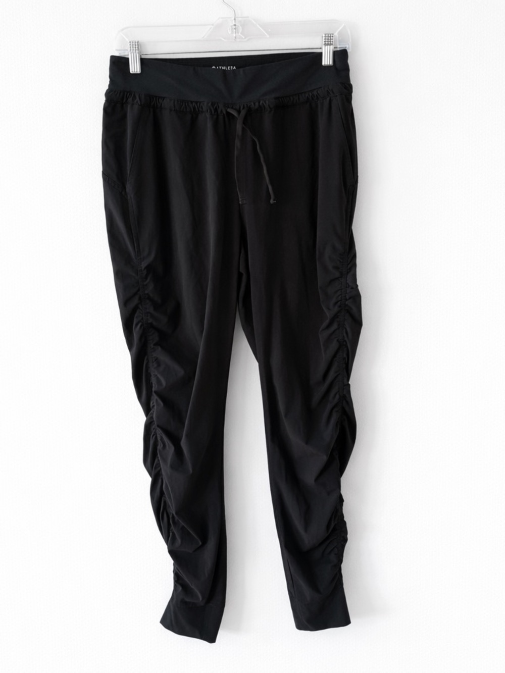 Athleta Attitude Pant Black Womens Size 4 Tall Ruched Leg Jogger Athleisure